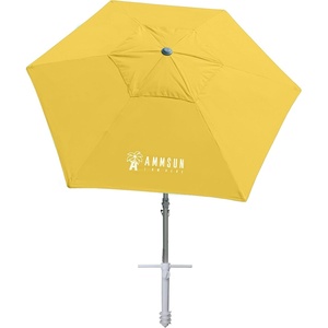 AMMSUN 8ft Large Beach Umbrellas for Sand with Sand Anchor, Air Vent, hook | Heavy Duty High Wind Patio Beach Umbrella with Weight Sandbag,Carry bag,UPF 50+,Adjustable Height,No Tilt, Yellow(Yellow)