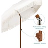 AMMSUN 7ft Patio Umbrella with Fringe Outdoor Tassel Umbrella UPF50+ Premium Steel Pole and Steel Ribs Push Button Tilt, Black(Cream White)