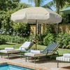 AMMSUN 7ft Patio Umbrella with Fringe Outdoor Tassel Umbrella UPF50+ Premium Steel Pole and Steel Ribs Push Button Tilt, Black(Light Beige)