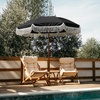 AMMSUN 7ft Patio Umbrella with Fringe Outdoor Tassel Umbrella UPF50+ Premium Steel Pole and Steel Ribs Push Button Tilt, Black(Noble Black)