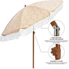 AMMSUN 7ft Patio Umbrella with Fringe Outdoor Tassel Umbrella UPF50+ Premium Steel Pole and Steel Ribs Push Button Tilt, Black(Retro Bohemian)