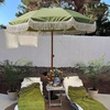 AMMSUN 7ft Patio Umbrella with Fringe Outdoor Tassel Umbrella UPF50+ Premium Steel Pole and Steel Ribs Push Button Tilt, Black(Sage Green)