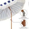 AMMSUN 7ft Patio Umbrella with Fringe Outdoor Tassel Umbrella UPF50+ Premium Steel Pole and Steel Ribs Push Button Tilt, Black(Sailor Jentle Blue)