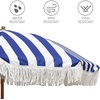AMMSUN 7ft Patio Umbrella with Fringe Outdoor Tassel Umbrella UPF50+ Premium Steel Pole and Steel Ribs Push Button Tilt, Black(Sailor Jentle Blue)