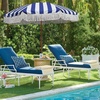 AMMSUN 7ft Patio Umbrella with Fringe Outdoor Tassel Umbrella UPF50+ Premium Steel Pole and Steel Ribs Push Button Tilt, Black(Sailor Jentle Blue)