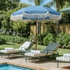 AMMSUN 7ft Patio Umbrella with Fringe Outdoor Tassel Umbrella UPF50+ Premium Steel Pole and Steel Ribs Push Button Tilt, Black(Sky Blue)
