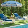 AMMSUN 7ft Patio Umbrella with Fringe Outdoor Tassel Umbrella UPF50+ Premium Steel Pole and Steel Ribs Push Button Tilt, Black(Sky Blue)