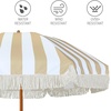 AMMSUN 7ft Patio Umbrella with Fringe Outdoor Tassel Umbrella UPF50+ Premium Steel Pole and Steel Ribs Push Button Tilt, Black(Stripe Beige)