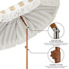 AMMSUN 7ft Patio Umbrella with Fringe Outdoor Tassel Umbrella UPF50+ Premium Steel Pole and Steel Ribs Push Button Tilt, Black(Stripe Beige)