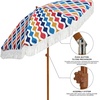 AMMSUN 7ft Patio Umbrella with Fringe Outdoor Tassel Umbrella UPF50+ Premium Steel Pole and Steel Ribs Push Button Tilt, Black(Wave Colorful)