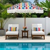 AMMSUN 7ft Patio Umbrella with Fringe Outdoor Tassel Umbrella UPF50+ Premium Steel Pole and Steel Ribs Push Button Tilt, Black(Wave Colorful)