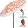 AMMSUN 7ft Patio Umbrella with Fringe Outdoor Tassel Umbrella UPF50+ Premium Steel Pole and Steel Ribs Push Button Tilt, Black(Wave Pink Champagne)