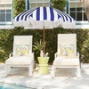 AMMSUN Boho Fringe Umbrella, 6.5ft Outdoor Umbrella with Tassel | Boho Chic Style, UPF 50+ Sun Protection, Steel Pole, Push Button Tilt, Easy to Set Up, for Party Picnic Beach, Green Stripe(Navy Stripe)