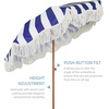 AMMSUN Boho Fringe Umbrella, 6.5ft Outdoor Umbrella with Tassel | Boho Chic Style, UPF 50+ Sun Protection, Steel Pole, Push Button Tilt, Easy to Set Up, for Party Picnic Beach, Green Stripe(Navy Stripe)