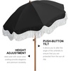 AMMSUN Boho Fringe Umbrella, 6.5ft Outdoor Umbrella with Tassel | Boho Chic Style, UPF 50+ Sun Protection, Steel Pole, Push Button Tilt, Easy to Set Up, for Party Picnic Beach, Green Stripe(Noble Black)