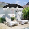 AMMSUN Boho Fringe Umbrella, 6.5ft Outdoor Umbrella with Tassel | Boho Chic Style, UPF 50+ Sun Protection, Steel Pole, Push Button Tilt, Easy to Set Up, for Party Picnic Beach, Green Stripe(Noble Black)