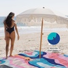 AMMSUN Boho Fringe Umbrella, 6.5ft Outdoor Umbrella with Tassel | Boho Chic Style, UPF 50+ Sun Protection, Steel Pole, Push Button Tilt, Easy to Set Up, for Party Picnic Beach, Green Stripe(White)