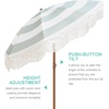 AMMSUN Boho Fringe Umbrella, 6.5ft Outdoor Umbrella with Tassel | Boho Chic Style, UPF 50+ Sun Protection, Steel Pole, Push Button Tilt, Easy to Set Up, for Party Picnic Beach, Green Stripe(Green Stripe)