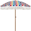 AMMSUN 7ft Patio Umbrella with Fringe Outdoor Tassel Umbrella UPF50+ Premium Steel Pole and Steel Ribs Push Button Tilt, Black(Wave Colorful)