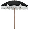AMMSUN Boho Fringe Umbrella, 6.5ft Outdoor Umbrella with Tassel | Boho Chic Style, UPF 50+ Sun Protection, Steel Pole, Push Button Tilt, Easy to Set Up, for Party Picnic Beach, Green Stripe(Noble Black)