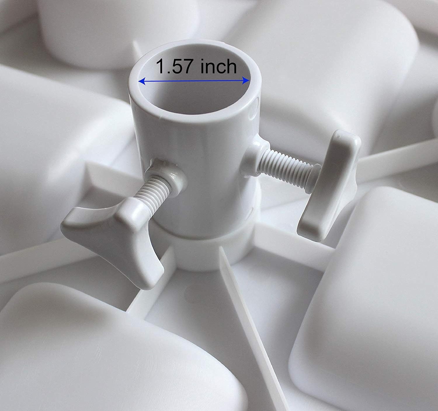 image:imageAMMSUN 17 Portable Beach Umbrella Table Tray Attachment White with 4 Cup Drinks Holders 4 Snack Compartments for Beach Patio Garden Swimming Pool 17 Inch