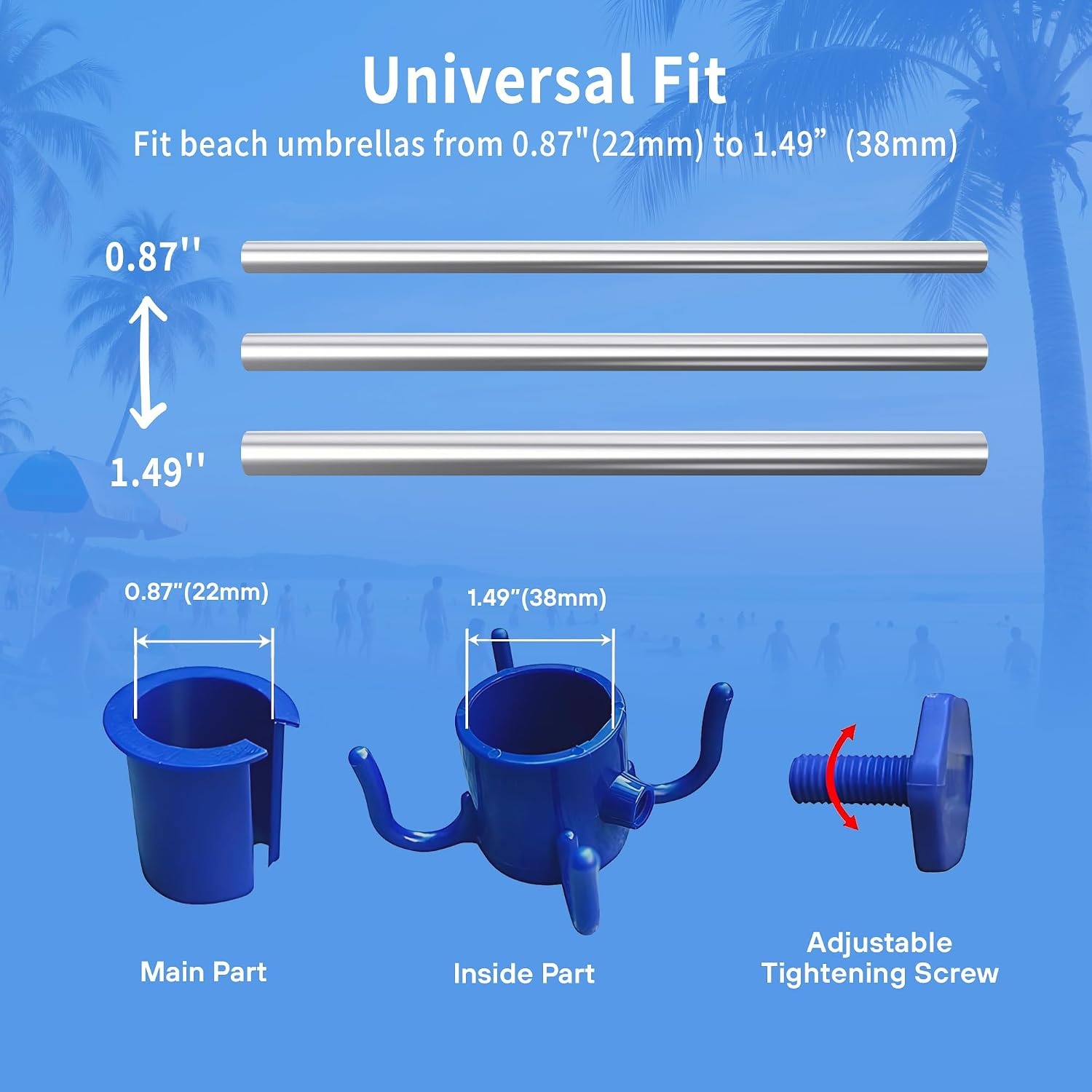 image:imageAMMSUN Beach Umbrella Hanging HookBeach AccessoriesBlue 4prongs Plastic Umbrella Hook Hanging for Towels HatsClothesCameraSunglasses BagsFit for BeachCamping TripsBlueWhite