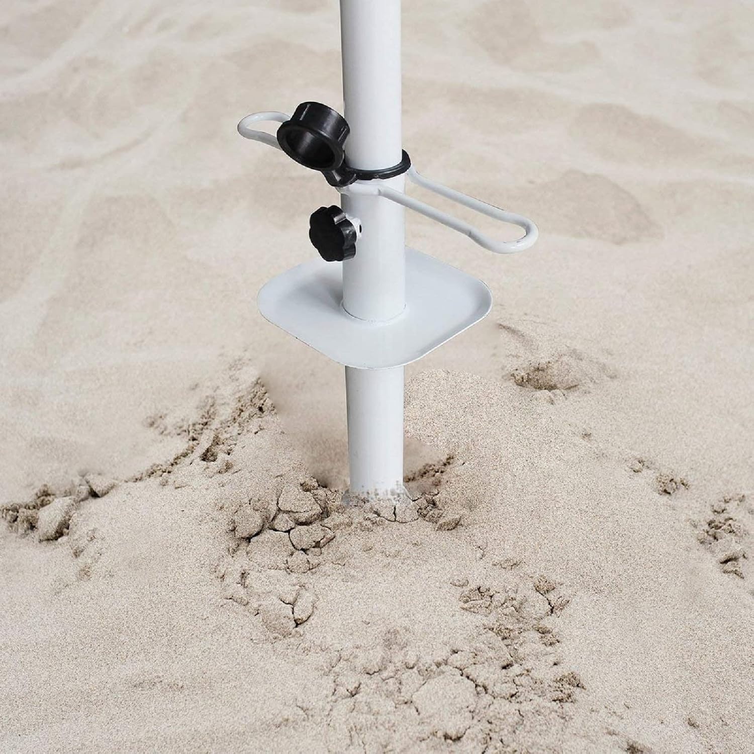image:imageAMMSUN Metal Beach Umbrella Sand Anchor Heavy Duty Outdoor Umbrellas Base Steel Ground Screw Auger with Carry Bag Universal amp One Size Fits All for Sun Protection Shade High Winds White