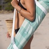 AMMSUN Beach Umbrella with Fringe, 6.5ft Boho Umbrella with Premium Wood Pole & Carry Bag, UPF 50+ Protection for Outdoor Holiday, Flowers(Green Plaid)