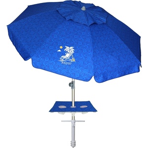 AMMSUN Beach Umbrellas for Sand Heavy Duty Wind Portable, 6.5ft | Sand Anchor, UV 50+ Protection, Includes Carry Bag, Push Button Tilt, Lightweight, Easy Setup(Blue Paint)