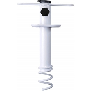 AMMSUN Metal Beach Umbrella Sand Anchor Heavy Duty Outdoor Umbrellas Base | Steel Ground Screw Auger with Carry Bag, Universal & One Size Fits All, for Sun Protection, Shade, High Winds White