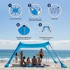 AMMSUN Beach Tent Portable Sun Shelter,9X 9ft Beach Canopy Easy Setup, 9’x9’Lycra Sun Shelter with UPF50+ Protection 4 Sand Bags & 4 Aluminum Poles for Family at The Beach, Camping & Outdoor