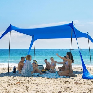 AMMSUN Beach Tent Portable Beach Canopy,11ft X 11ft Sun Shelter Easy Setup, 11’x11′ Lycra Sun Shade with UPF50+ Protection 4 Sand Bags & 4 Poles for Family at The Camping, Beach & Outdoor (Navy Blue)