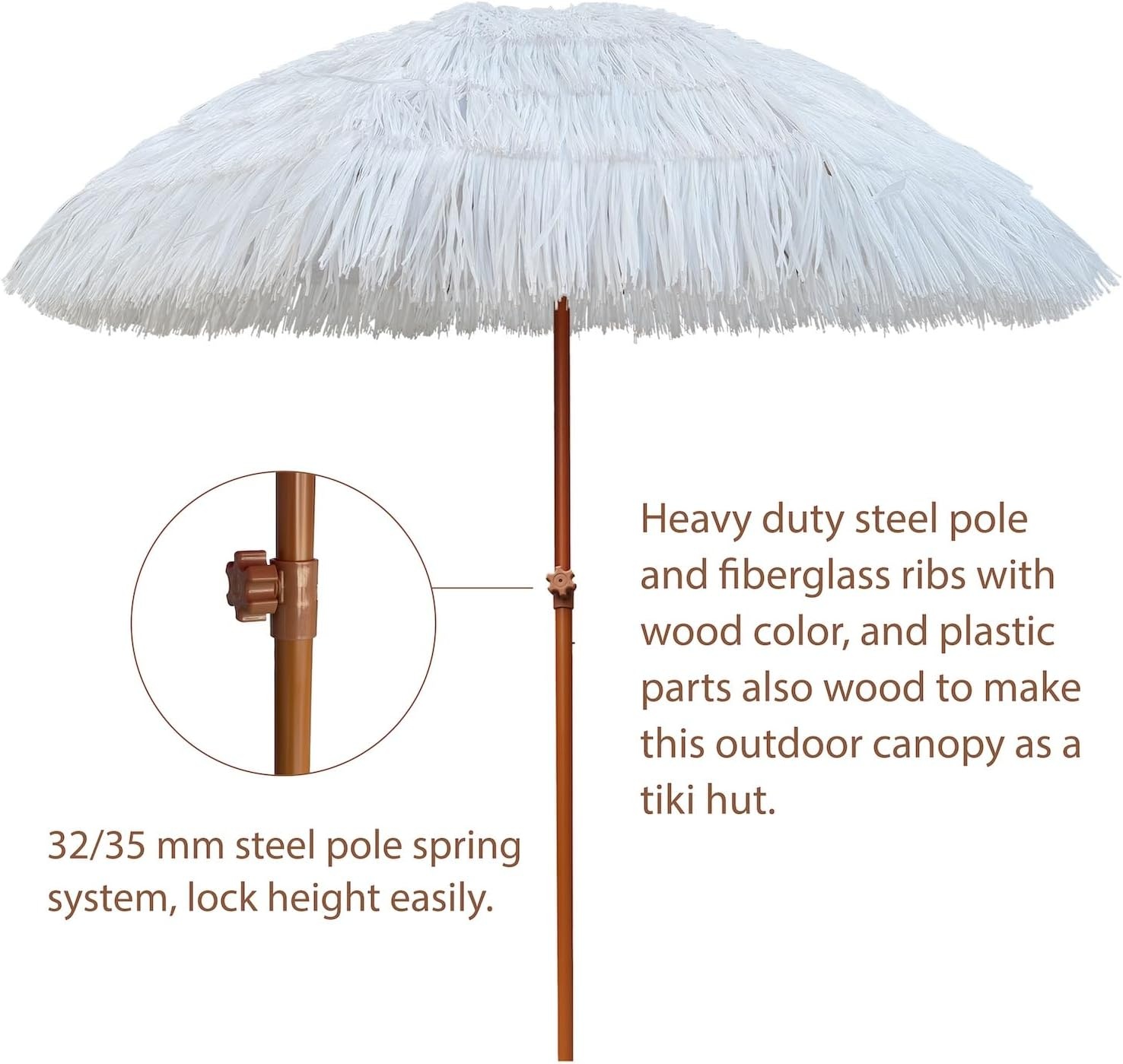 image:imageAMMSUN 75ft Hula Thatched Tiki Patio Beach Umbrella Hawaiian Style 10 Ribs UPF 50 with Tilt Carry Bag for Outdoor Tiki Bar Tropical Palapa Patio Garden Beach Pool Backyard Natural ColorCloud Dance