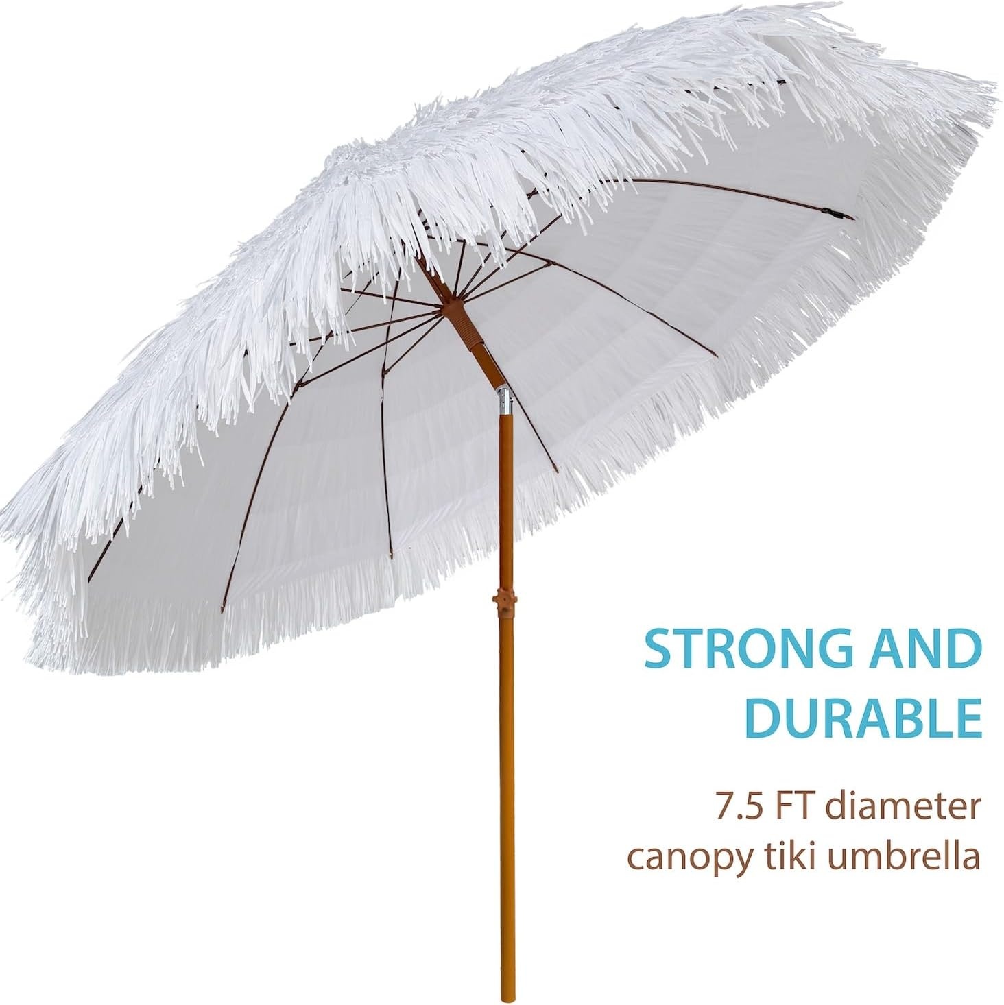image:imageAMMSUN 75ft Hula Thatched Tiki Patio Beach Umbrella Hawaiian Style 10 Ribs UPF 50 with Tilt Carry Bag for Outdoor Tiki Bar Tropical Palapa Patio Garden Beach Pool Backyard Natural ColorCloud Dance