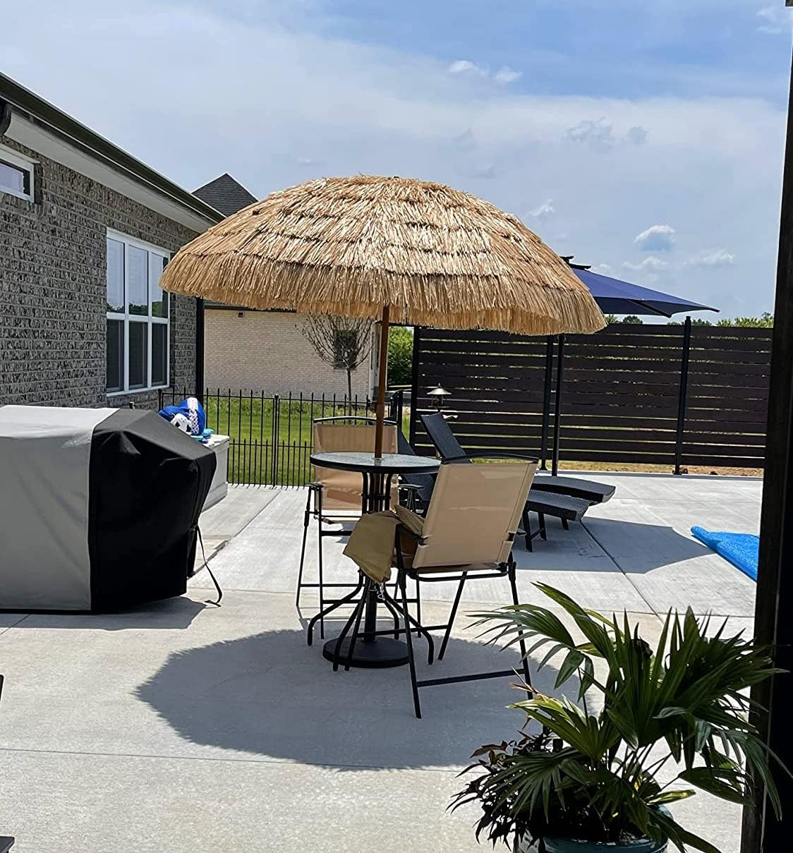 image:imageAMMSUN 75ft Hula Thatched Tiki Patio Beach Umbrella Hawaiian Style 10 Ribs UPF 50 with Tilt Carry Bag for Outdoor Tiki Bar Tropical Palapa Patio Garden Beach Pool Backyard Natural ColorA Natural