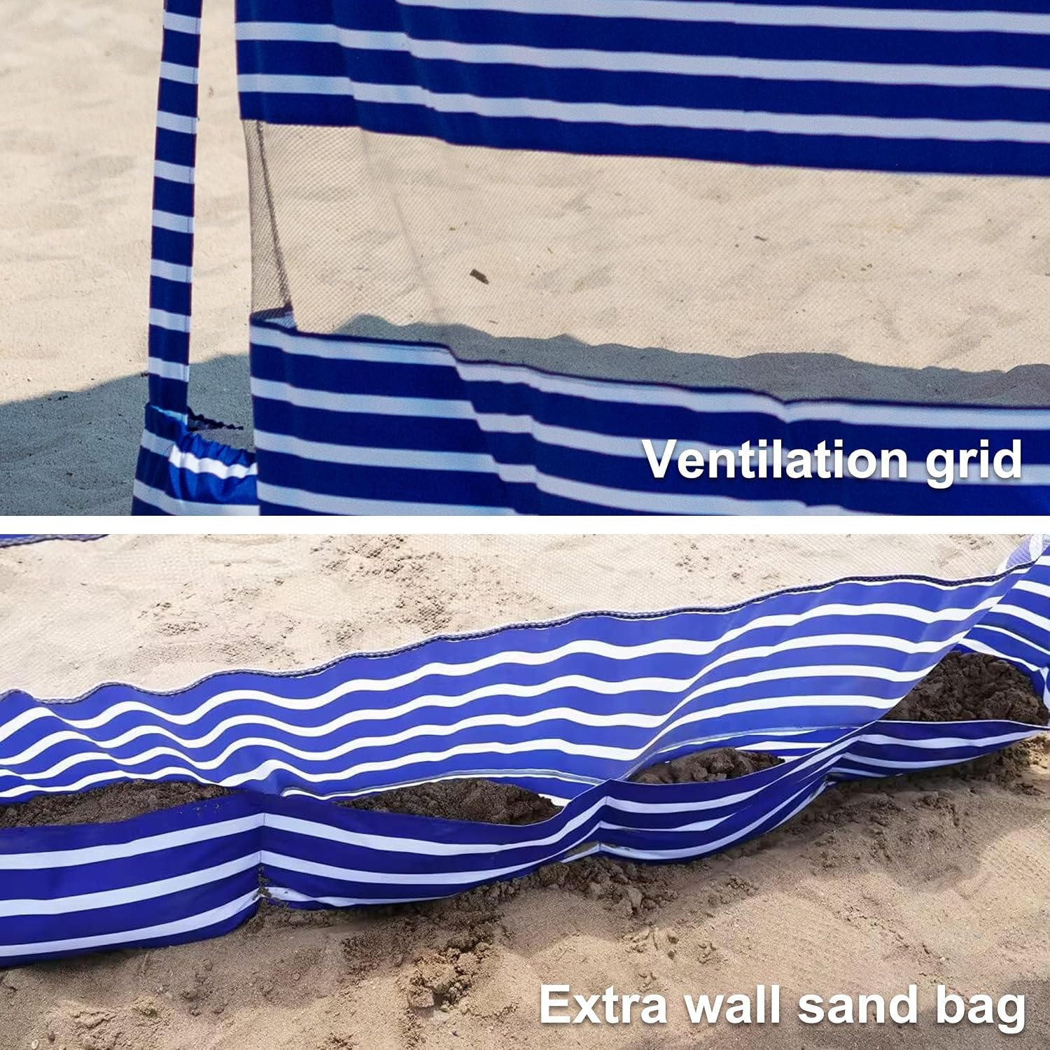 image:imageAMMSUN Beach Cabana Sidewall Extra Privacy Sunwall for AMMSUN 65 Cabanas Sturdy Sunproof Polyester Easy Set Up and Take Down with Attached Hooks Partially Meshed for Air Circulation and PrivacySiesta Stripe