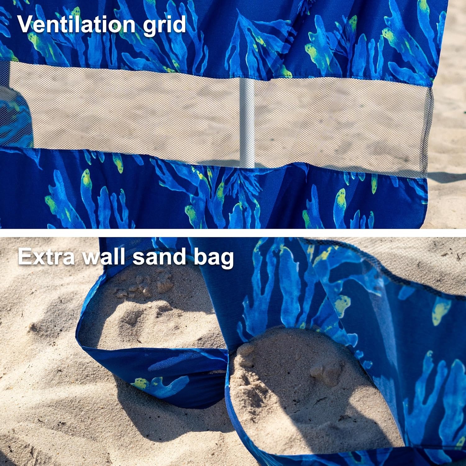 image:imageAMMSUN Beach Cabana Sidewall Extra Privacy Sunwall for AMMSUN 65 Cabanas Sturdy Sunproof Polyester Easy Set Up and Take Down with Attached Hooks Partially Meshed for Air Circulation and PrivacyCoral Tropical