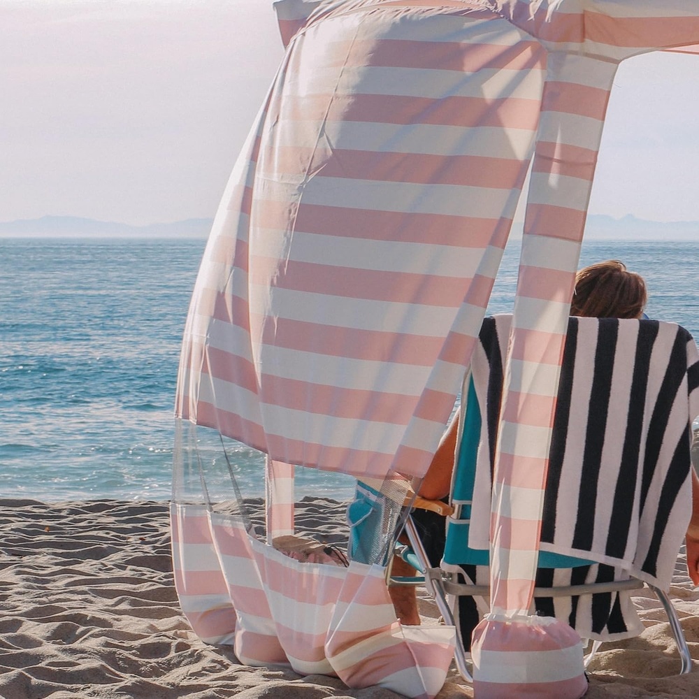 image:imageAMMSUN Beach Cabana Sidewall Extra Privacy Sunwall for AMMSUN 65 Cabanas Sturdy Sunproof Polyester Easy Set Up and Take Down with Attached Hooks Partially Meshed for Air Circulation and PrivacyElegant Pink