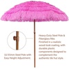 AMMSUN 7.5ft Hula Thatched Tiki Patio Beach Umbrella Hawaiian Style 10 Ribs UPF 50+ with Tilt Carry Bag for Outdoor Tiki Bar, Tropical Palapa, Patio Garden Beach Pool Backyard Natural Color(Pink)