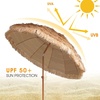 AMMSUN 7.5ft Hula Thatched Tiki Patio Beach Umbrella Hawaiian Style 10 Ribs UPF 50+ with Tilt Carry Bag for Outdoor Tiki Bar, Tropical Palapa, Patio Garden Beach Pool Backyard Natural Color(A Natural)