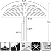 AMMSUN 7.5ft Hula Thatched Tiki Patio Beach Umbrella Hawaiian Style 10 Ribs UPF 50+ with Tilt Carry Bag for Outdoor Tiki Bar, Tropical Palapa, Patio Garden Beach Pool Backyard Natural Color(Yellow)