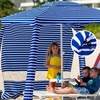 AMMSUN Beach Cabana Sidewall, Extra Privacy Sunwall for AMMSUN 6.5′ Cabanas | Sturdy Sunproof Polyester, Easy Set Up and Take Down with Attached Hooks, Partially Meshed for Air Circulation and Privacy(Siesta Stripe)