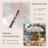 AMMSUN Boho Fringe Umbrella, 6.5ft Canvas Umbrella(Pink Stripes)