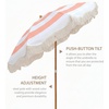 AMMSUN Boho Fringe Umbrella, 6.5ft Canvas Umbrella(Pink Stripes)