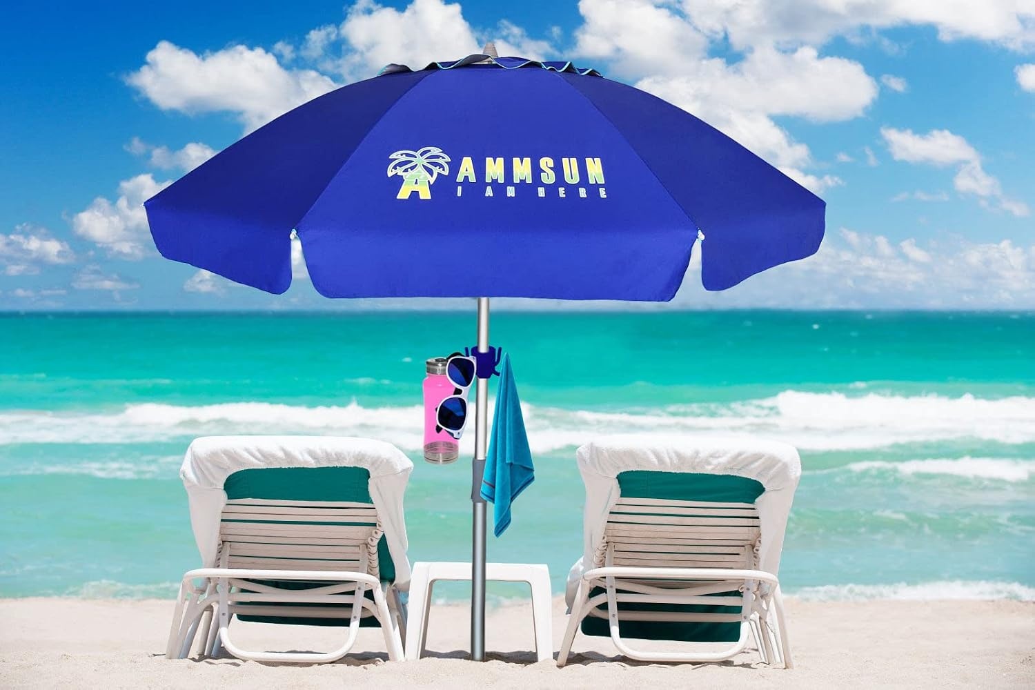 image:imageAMMSUN 2 Pack Beach Umbrella Hanging Hooks 4Prong Plastic Umbrella HooksBlue