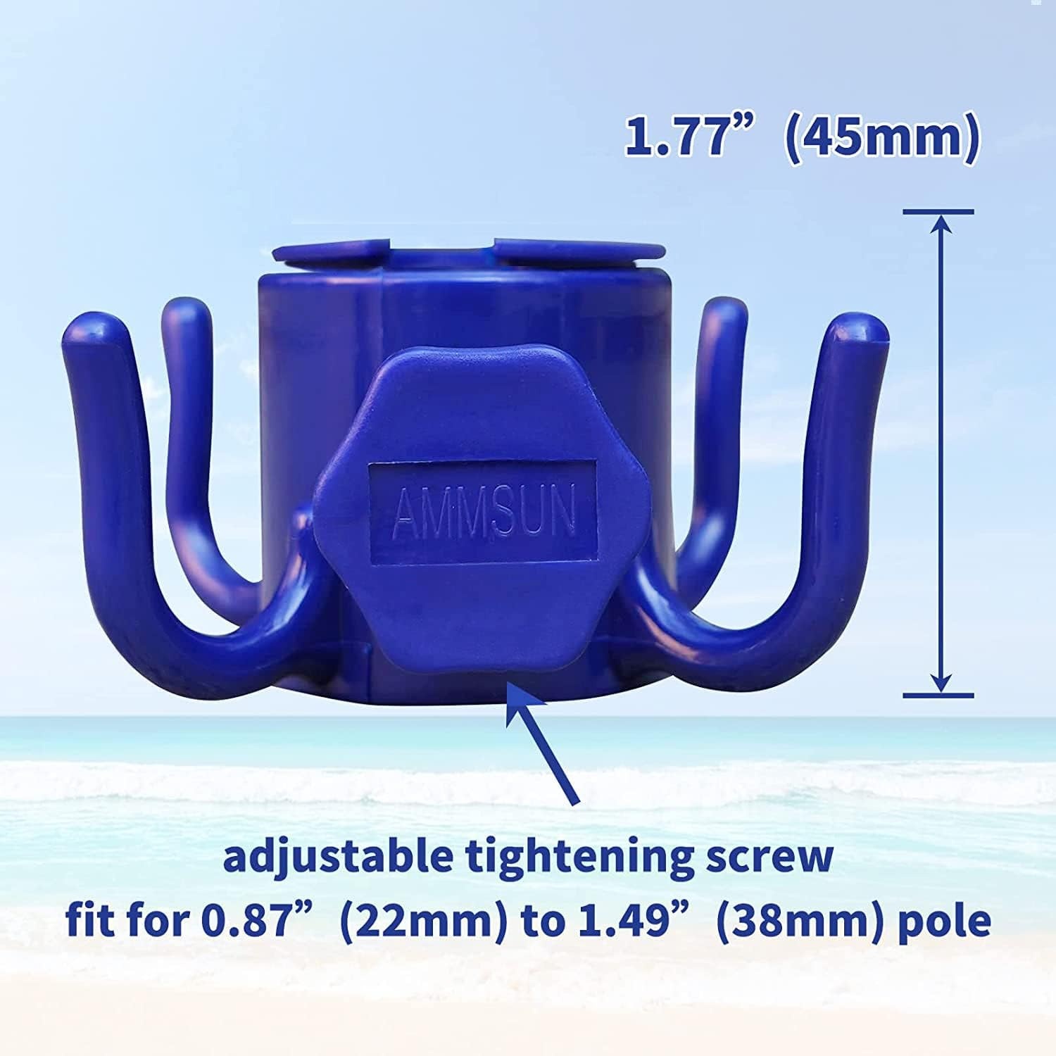 image:imageAMMSUN 2 Pack Beach Umbrella Hanging Hooks 4Prong Plastic Umbrella HooksBlue