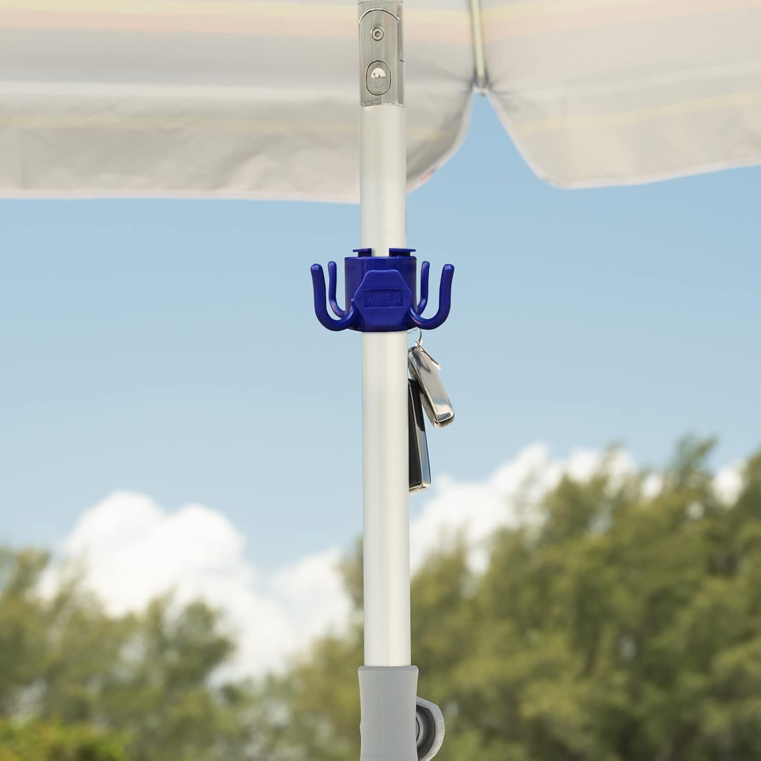 image:imageAMMSUN 2 Pack Beach Umbrella Hanging Hooks 4Prong Plastic Umbrella HooksBlue