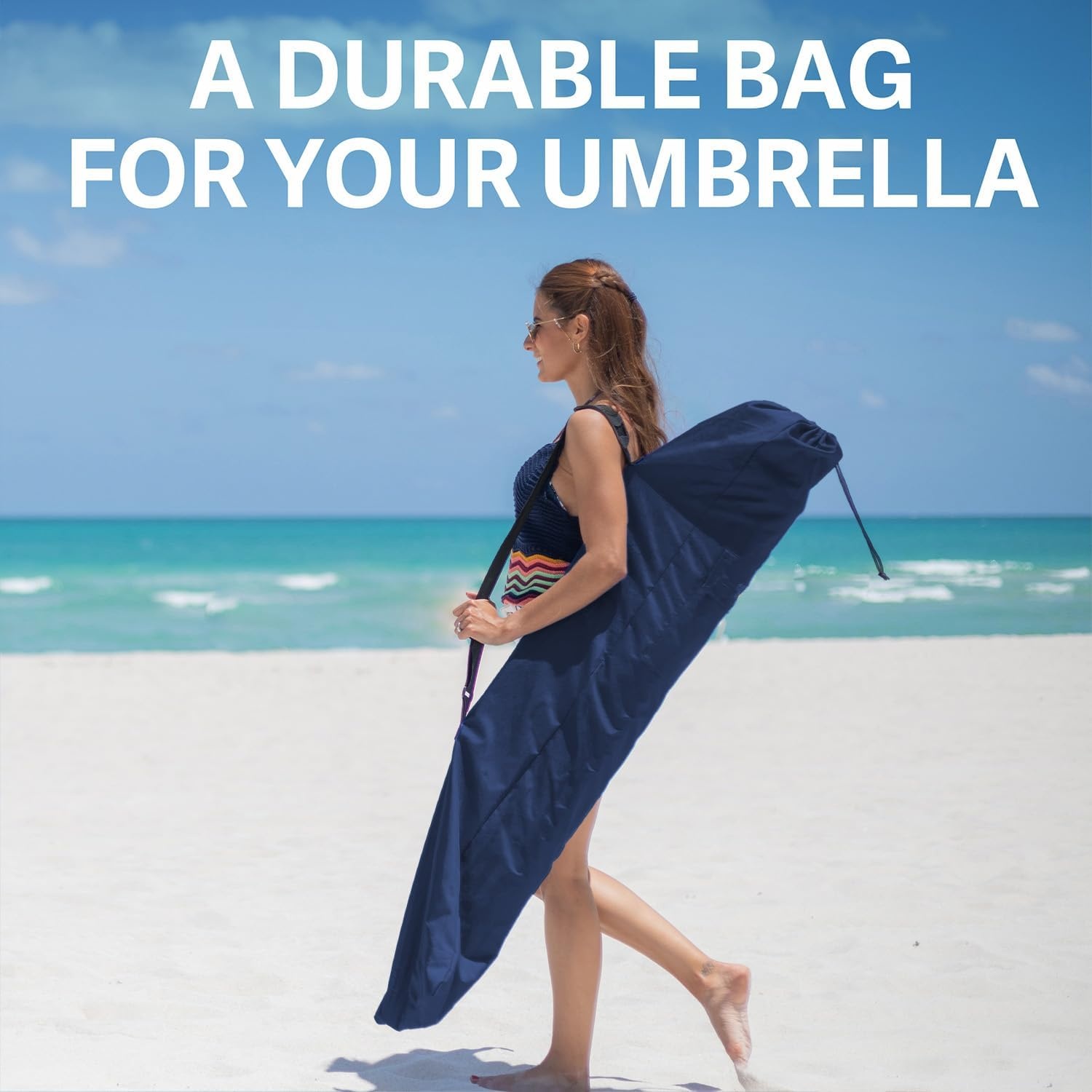 image:imageAMMSUN Commercial Grade Beach Umbrella Beach Umbrella Carry Bag UniversalNavy Blue