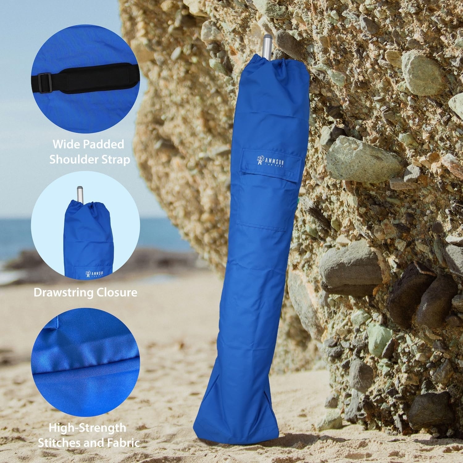 image:imageAMMSUN Commercial Grade Beach Umbrella Beach Umbrella Carry Bag Universalblue