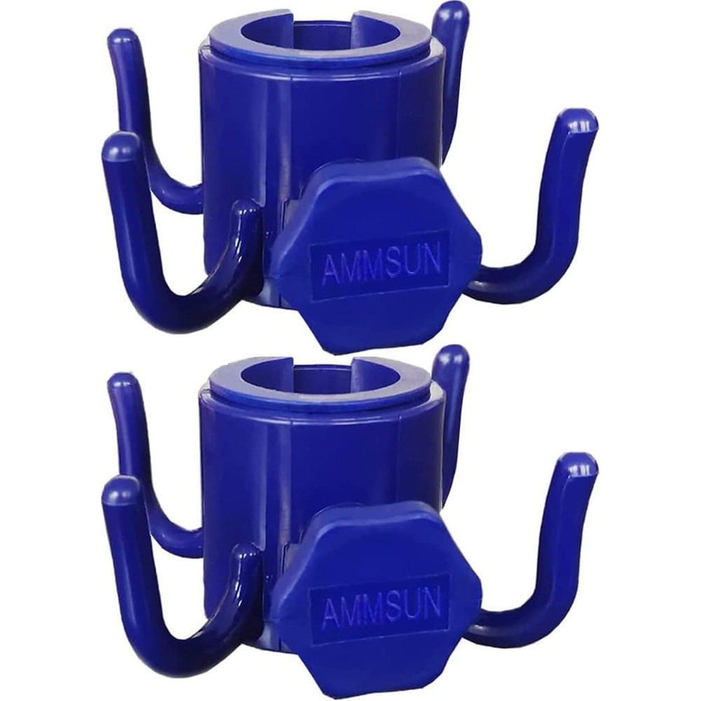 image:imageAMMSUN 2 Pack Beach Umbrella Hanging Hooks 4Prong Plastic Umbrella HooksBlue